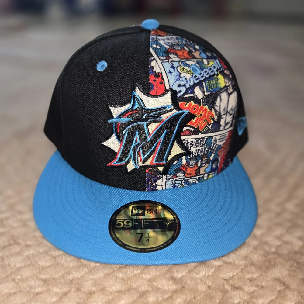 New Era Miami Marlins 2025 MLB Diamond Hero Edition 59FIFTY fitted hat. On Field